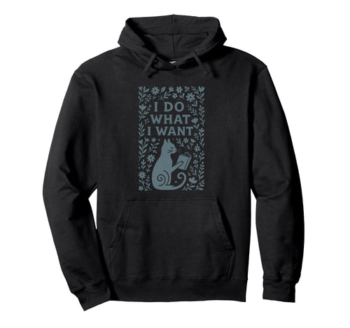 I Do What I Want Cat Bookworm Boho Hoodie - Unique Graphic for Adults - T-Shirt, Sweatshirt, Hoodie