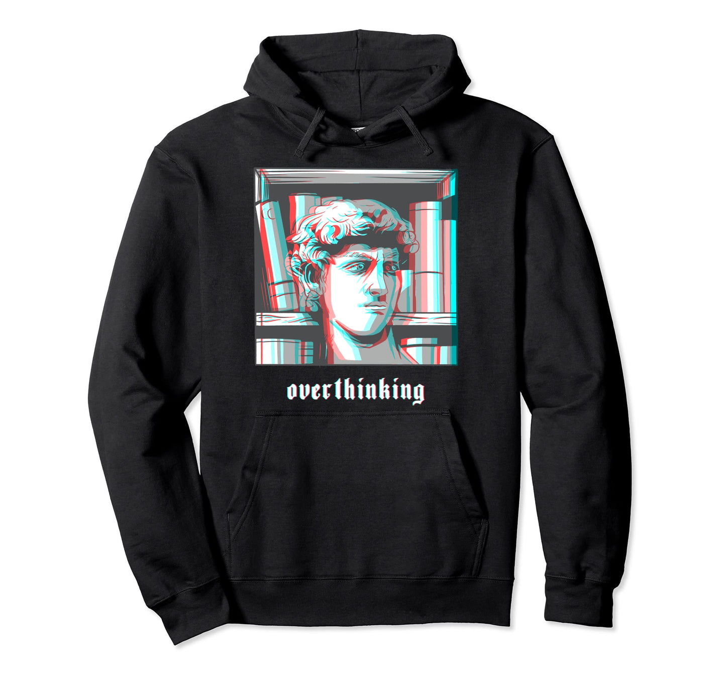 Overthinking Vaporwave Aesthetic Glitch Hoodie - Novelty Apparel Unisex - T-Shirt, Sweatshirt, Hoodie