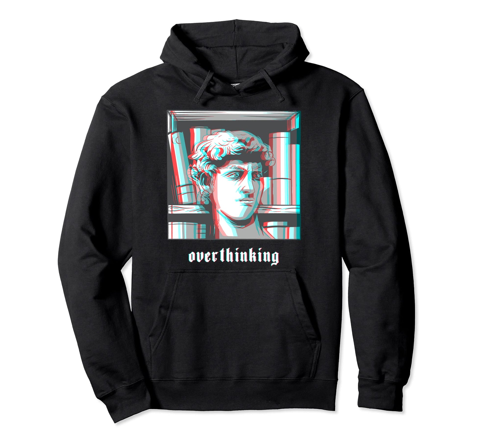 Overthinking Vaporwave Aesthetic Glitch Hoodie - Novelty Apparel Unisex - T-Shirt, Sweatshirt, Hoodie
