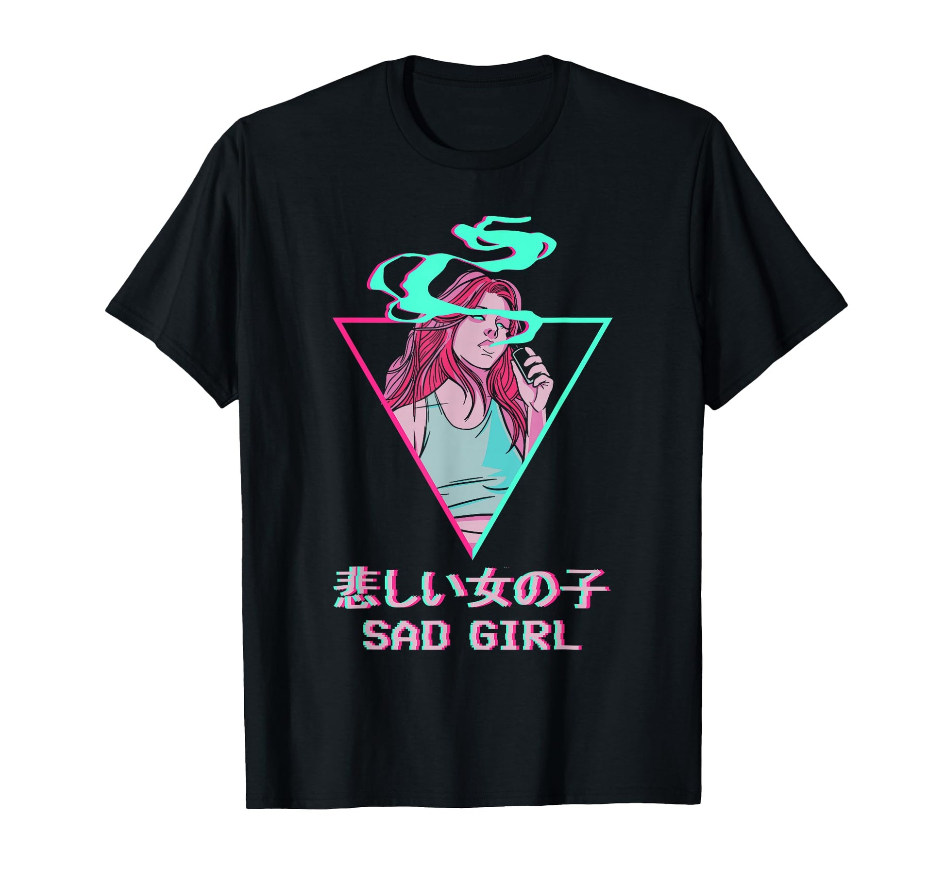 Sad Japanese Otaku Anime Vaporwave T-Shirt - Trendy Graphic for Adults - T-Shirt, Sweatshirt, Hoodie