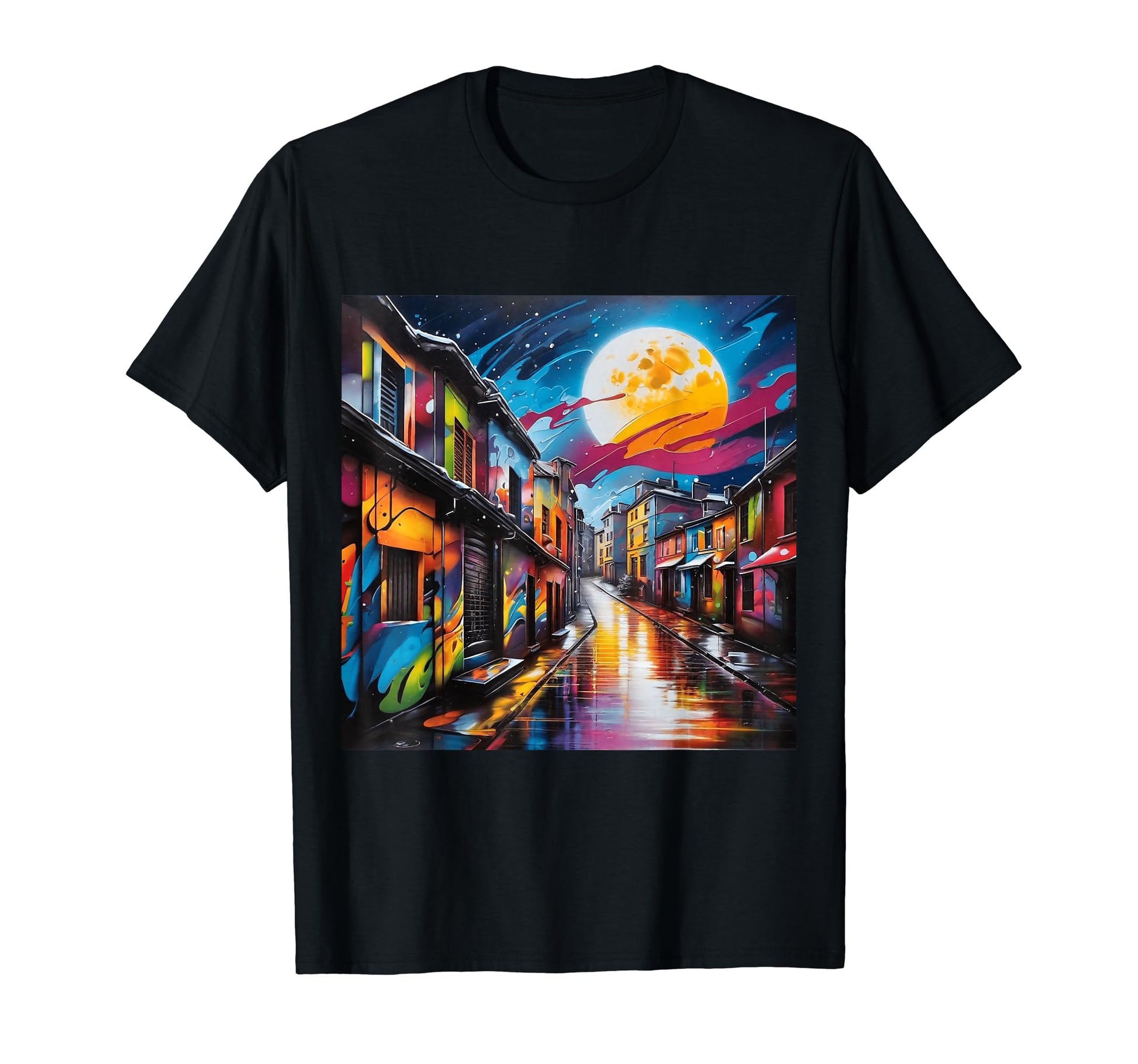 Surreal Splatter Art Cityscape T-Shirt - Custom Art Print Men Women - T-Shirt, Sweatshirt, Hoodie