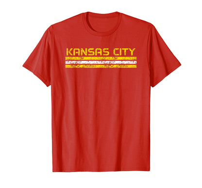 Kansas City Missouri Weathered Stripe T-Shirt - Trendy Graphic Men Women - T-Shirt, Sweatshirt, Hoodie