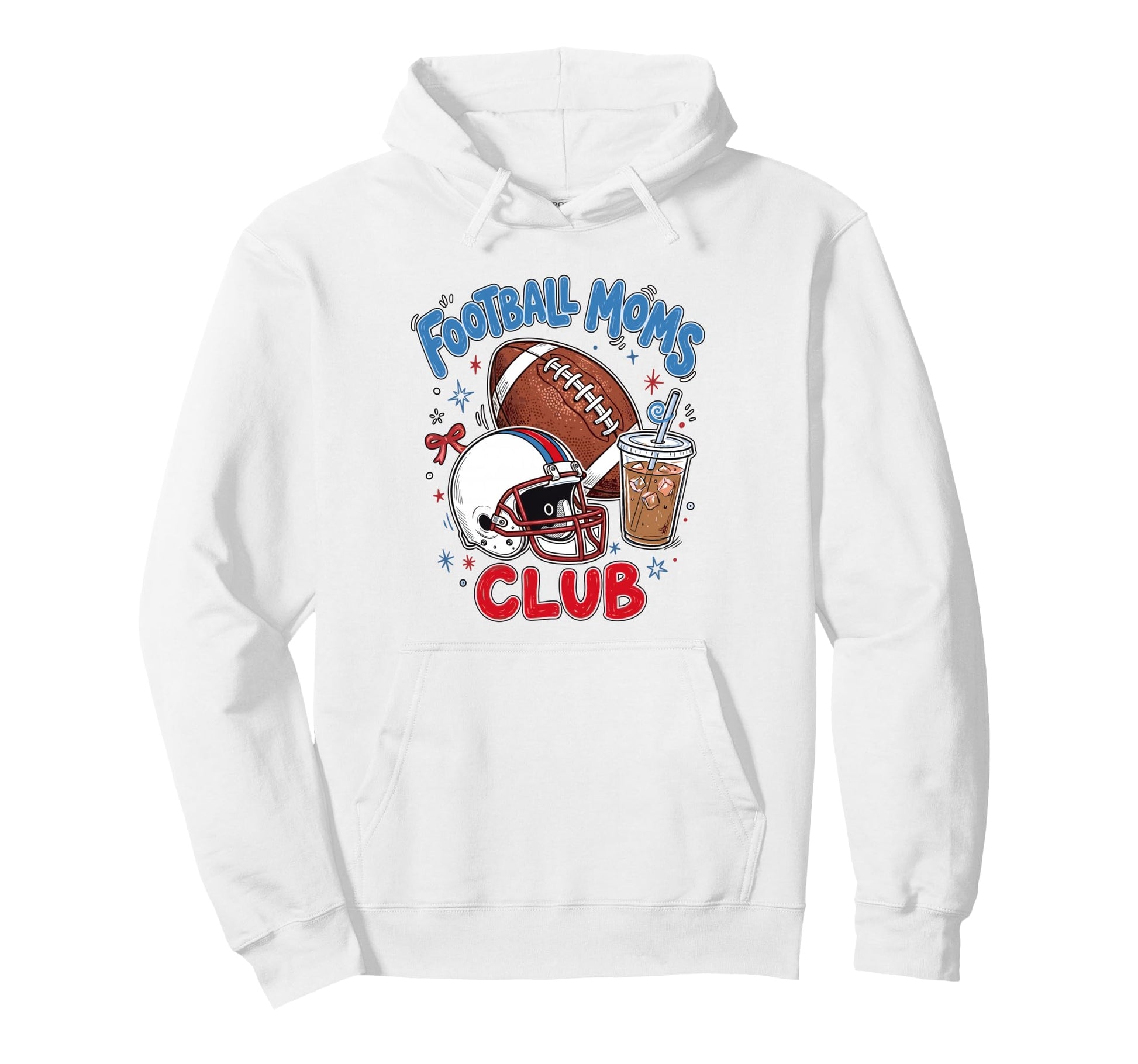 Football Moms Club Iced Coffee Hoodie - Fun Novelty Design for Adults - T-Shirt, Sweatshirt, Hoodie