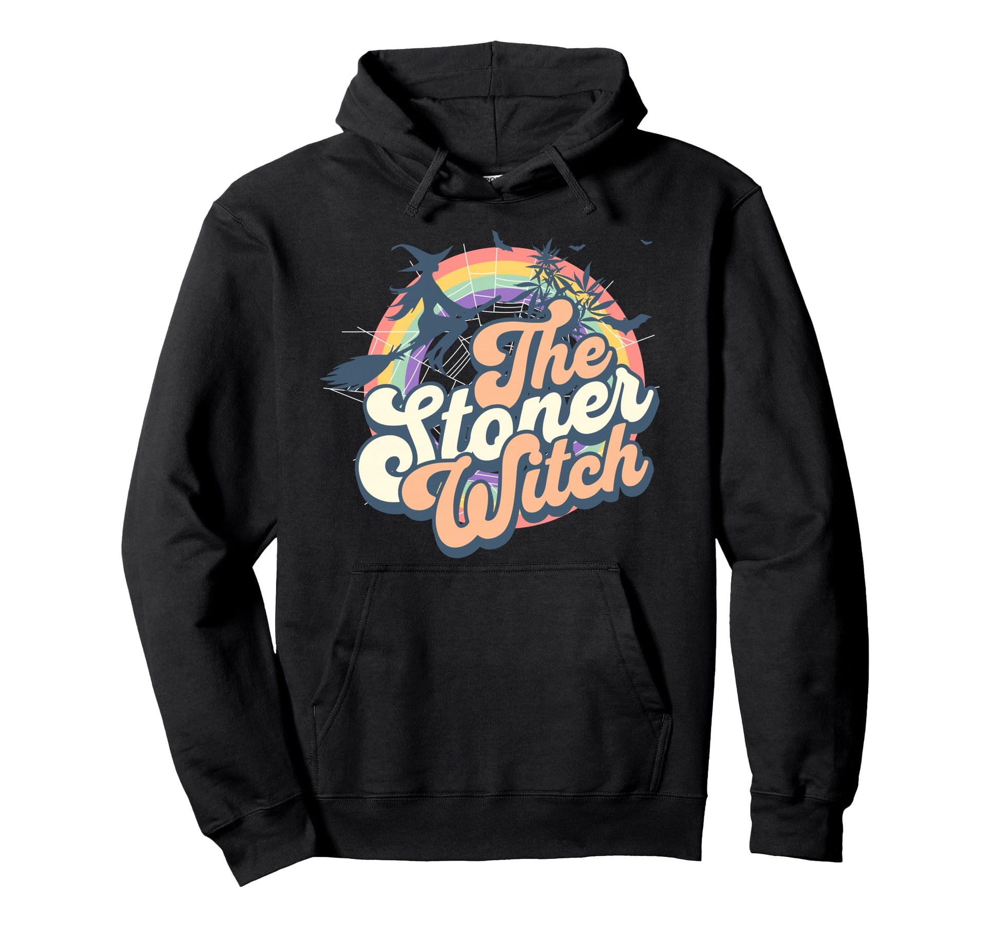 Stoner Witch Rainbow Weed Leaf Hoodie - Custom Art Print Men Women - T-Shirt, Sweatshirt, Hoodie