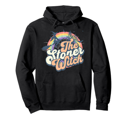 Stoner Witch Rainbow Weed Leaf Hoodie - Custom Art Print Men Women - T-Shirt, Sweatshirt, Hoodie