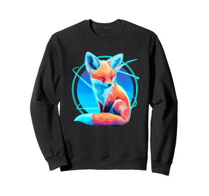 Cyber Fox Vaporwave Aesthetic Nightscape Sweatshirt - Trendy Graphic Unisex - T-Shirt, Sweatshirt, Hoodie