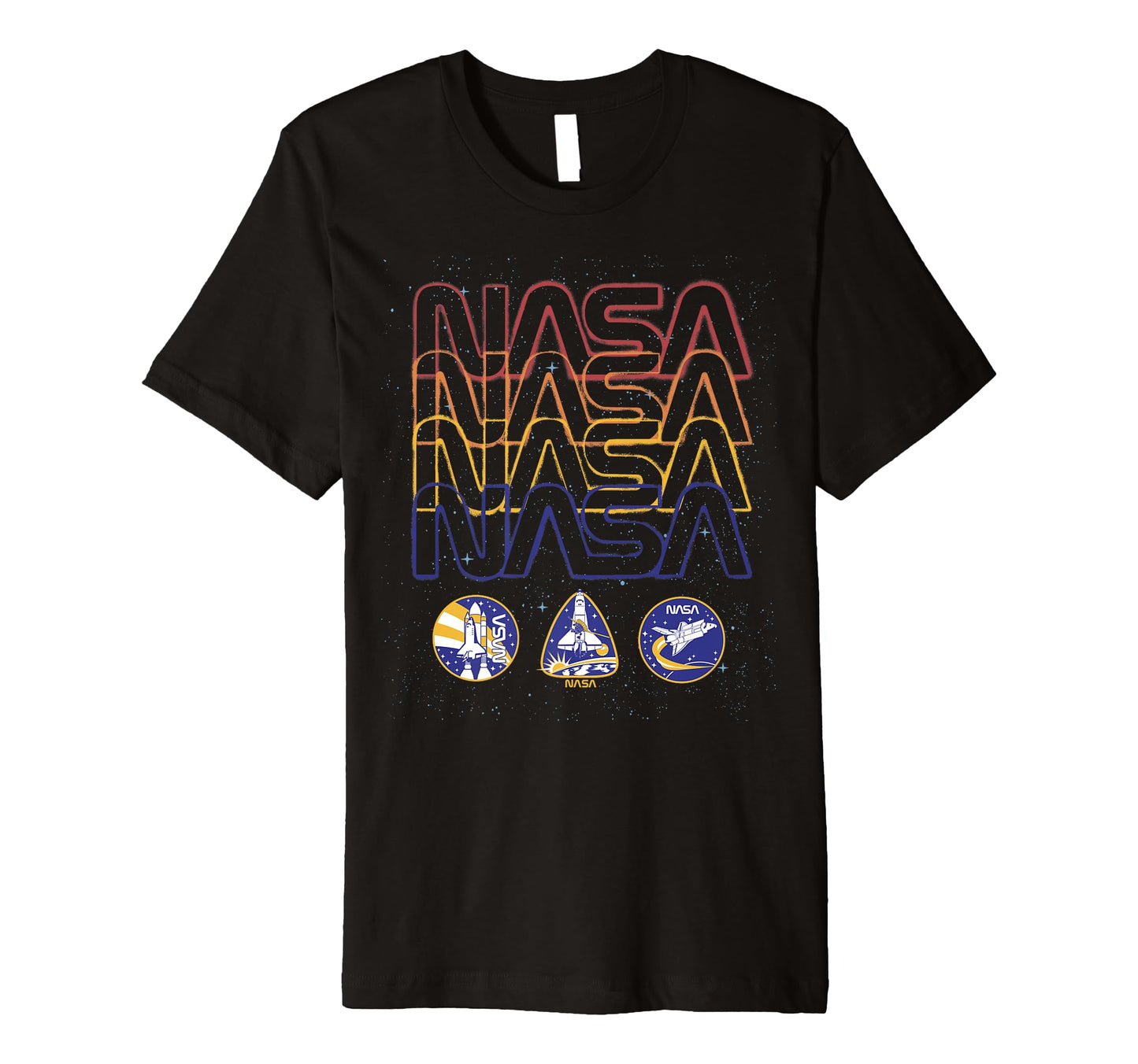 Nasa Starry Rainbow Repeat Badges T-Shirt - Graphic Print Men Women - T-Shirt, Sweatshirt, Hoodie