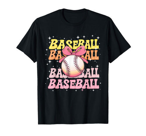 Groovy Baseball Coquette Bow Baseball T-Shirt - Streetwear Style Men Women - T-Shirt, Sweatshirt, Hoodie