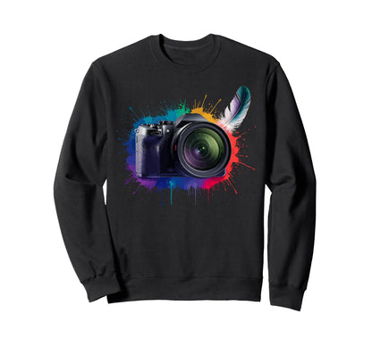 Colorful Camera Electric Photography Sweatshirt - Graphic Print Unisex - T-Shirt, Sweatshirt, Hoodie