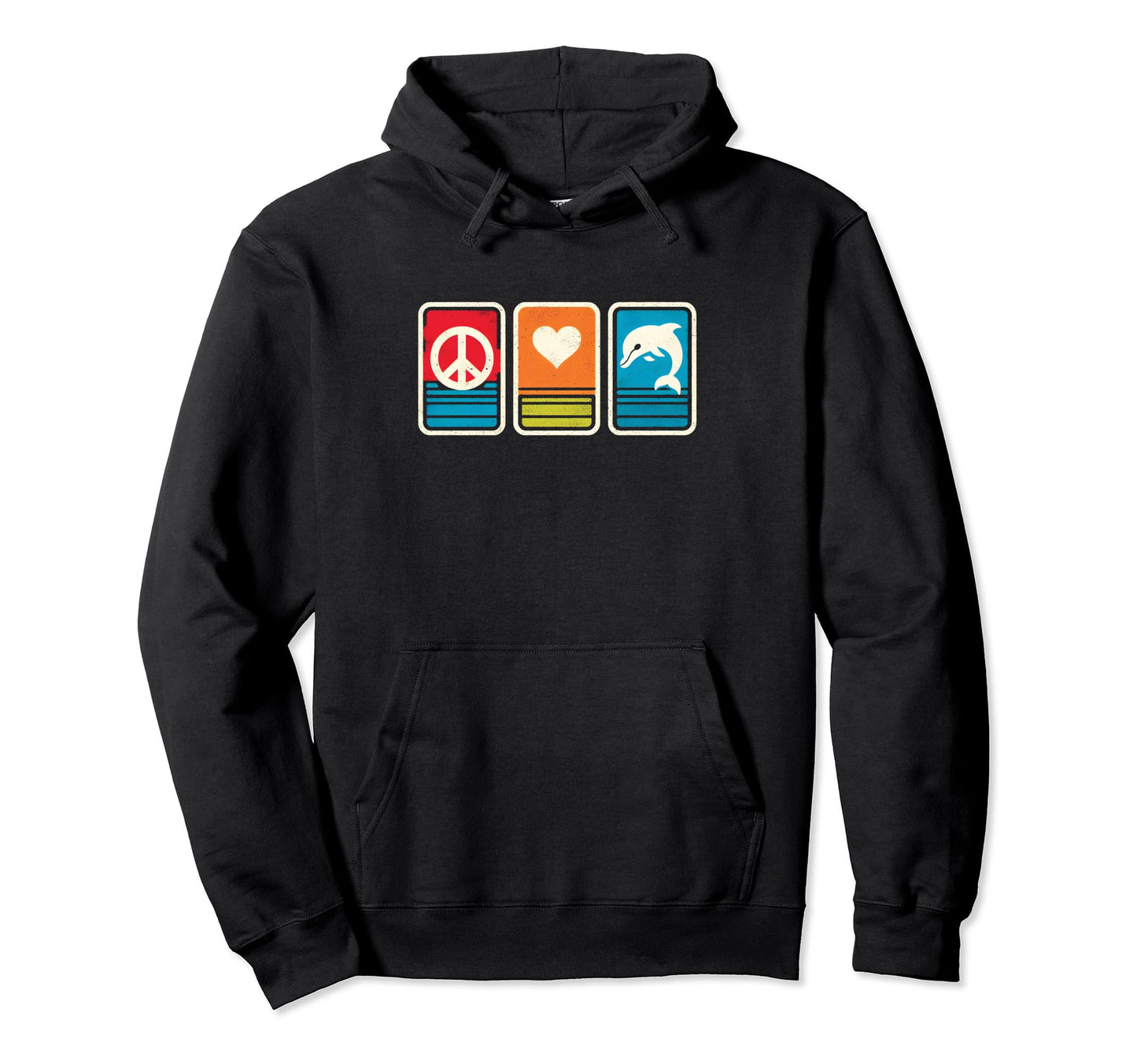 Peace Love And Dolphin Peace Symbol Hoodie - Custom Art Print Unisex - T-Shirt, Sweatshirt, Hoodie