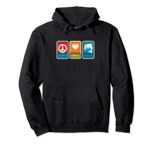 Peace Love And Dolphin Peace Symbol Hoodie - Custom Art Print Unisex - T-Shirt, Sweatshirt, Hoodie