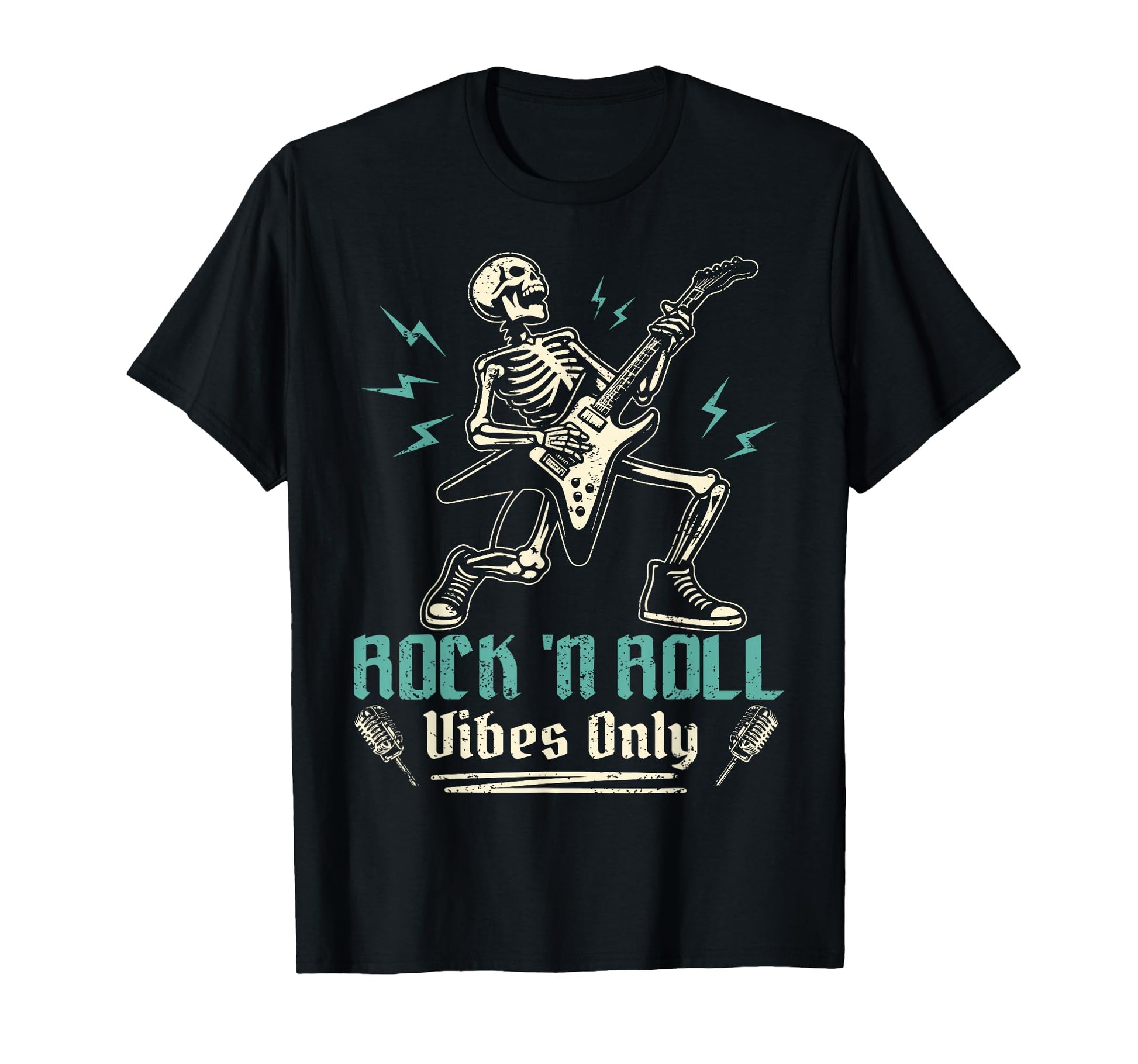 Rock N Roll Vibes Only Music Guitar T-Shirt - Trendy Graphic for Adults - T-Shirt, Sweatshirt, Hoodie