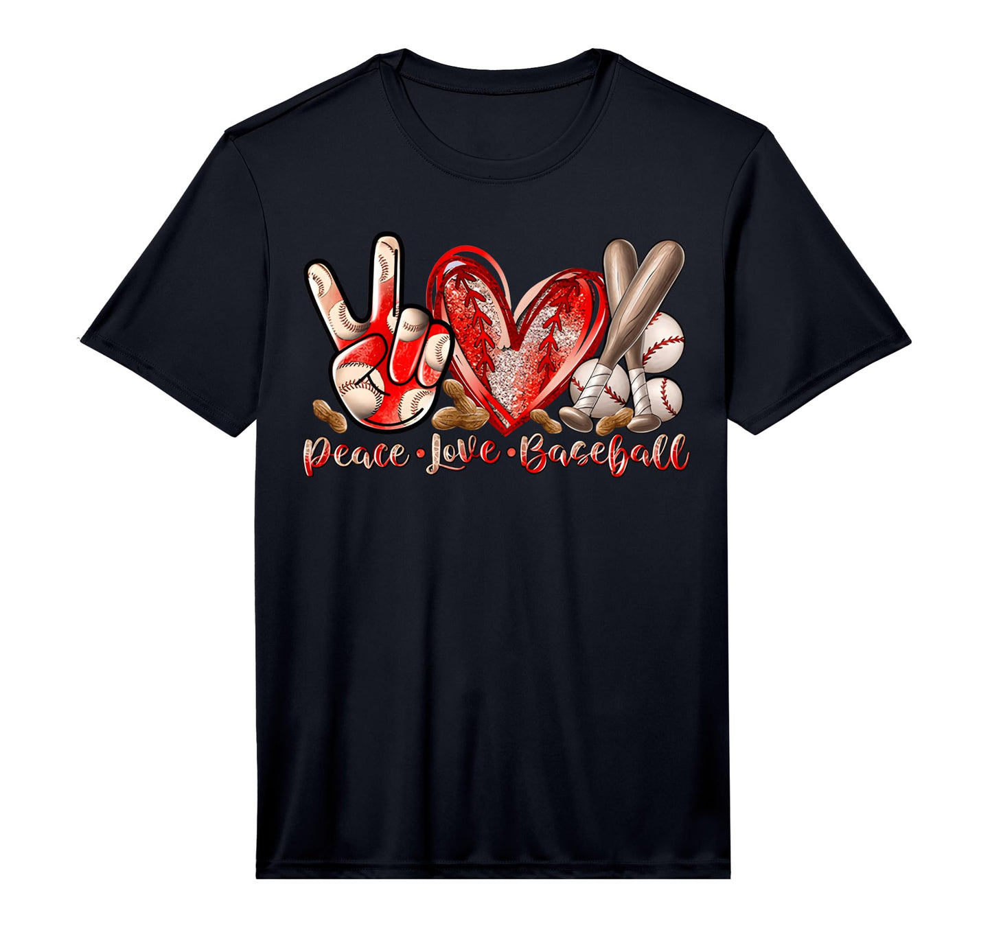 Peace Love Baseball Art Baseball Player T-Shirt - Trendy Graphic Unisex - T-Shirt, Sweatshirt, Hoodie