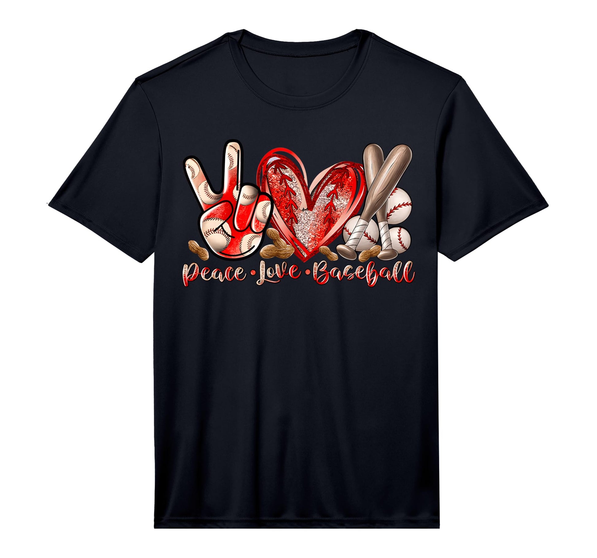 Peace Love Baseball Art Baseball Player T-Shirt - Trendy Graphic Unisex - T-Shirt, Sweatshirt, Hoodie