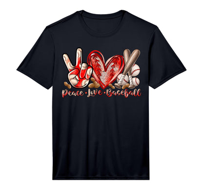 Peace Love Baseball Art Baseball Player T-Shirt - Trendy Graphic Unisex - T-Shirt, Sweatshirt, Hoodie