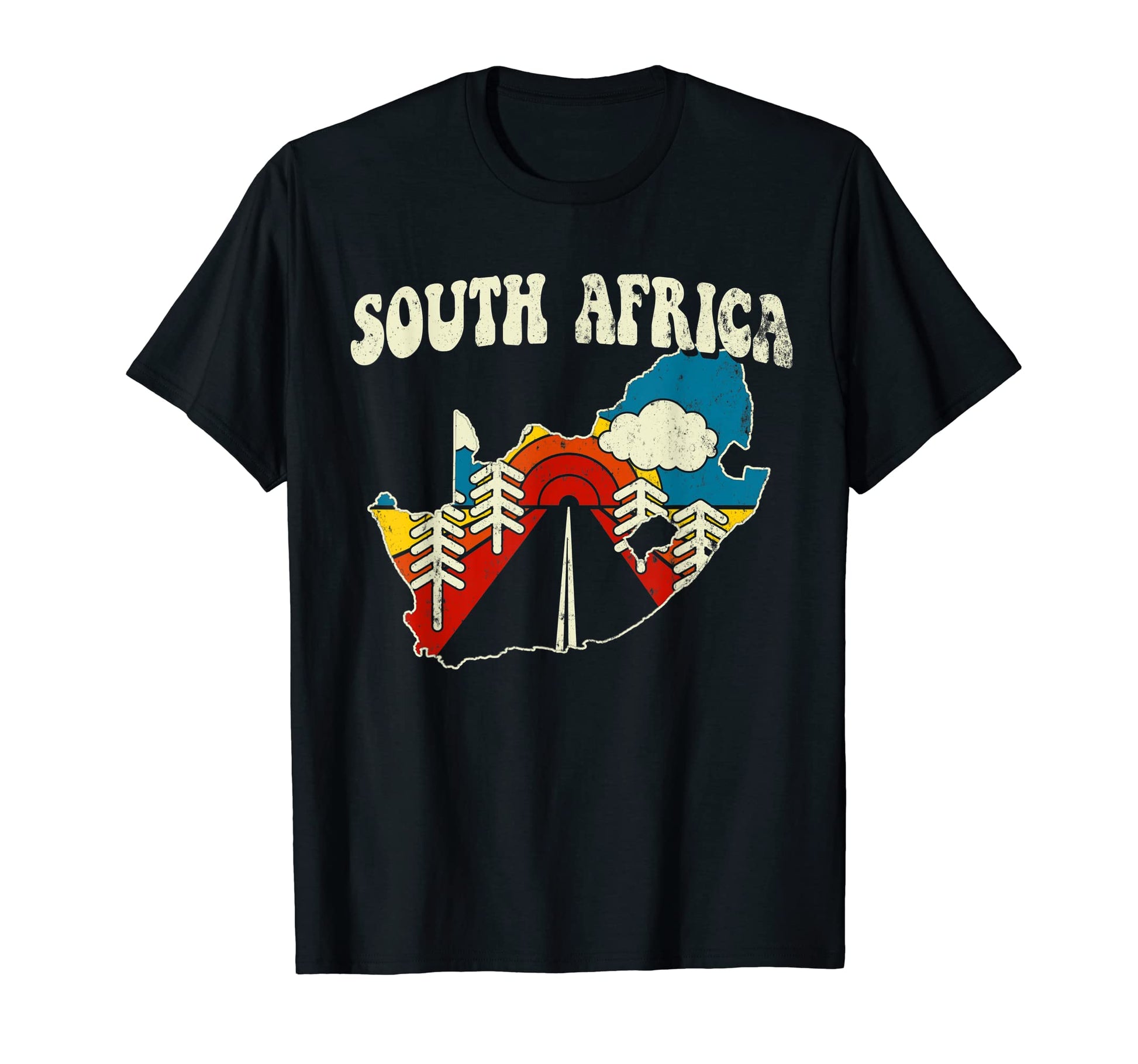 South Africa African Country Rainbow 70S Map T-Shirt - Graphic Print Unisex - T-Shirt, Sweatshirt, Hoodie