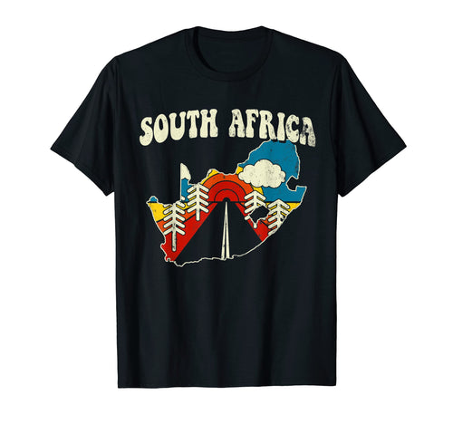 South Africa African Country Rainbow 70S Map T-Shirt - Graphic Print Unisex - T-Shirt, Sweatshirt, Hoodie