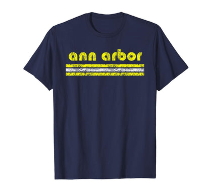 Ann Arbor Michigan Three Stripe T-Shirt - Unique Graphic Men Women - T-Shirt, Sweatshirt, Hoodie