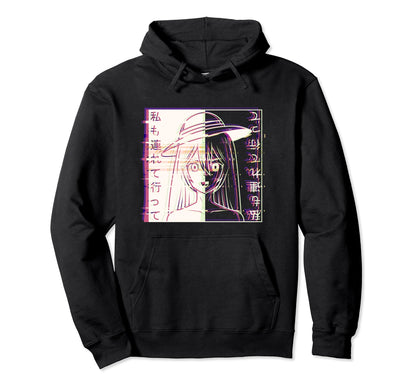 Aesthetic Vaporwave Waifu Anime Hoodie - Unique Graphic Unisex - T-Shirt, Sweatshirt, Hoodie
