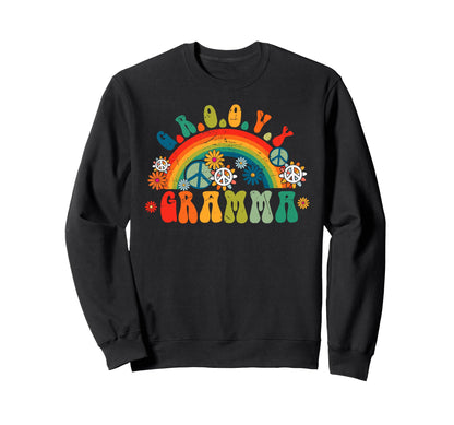 Groovy Gramma Rainbow Colorful Sweatshirt - Unique Graphic Men Women - T-Shirt, Sweatshirt, Hoodie
