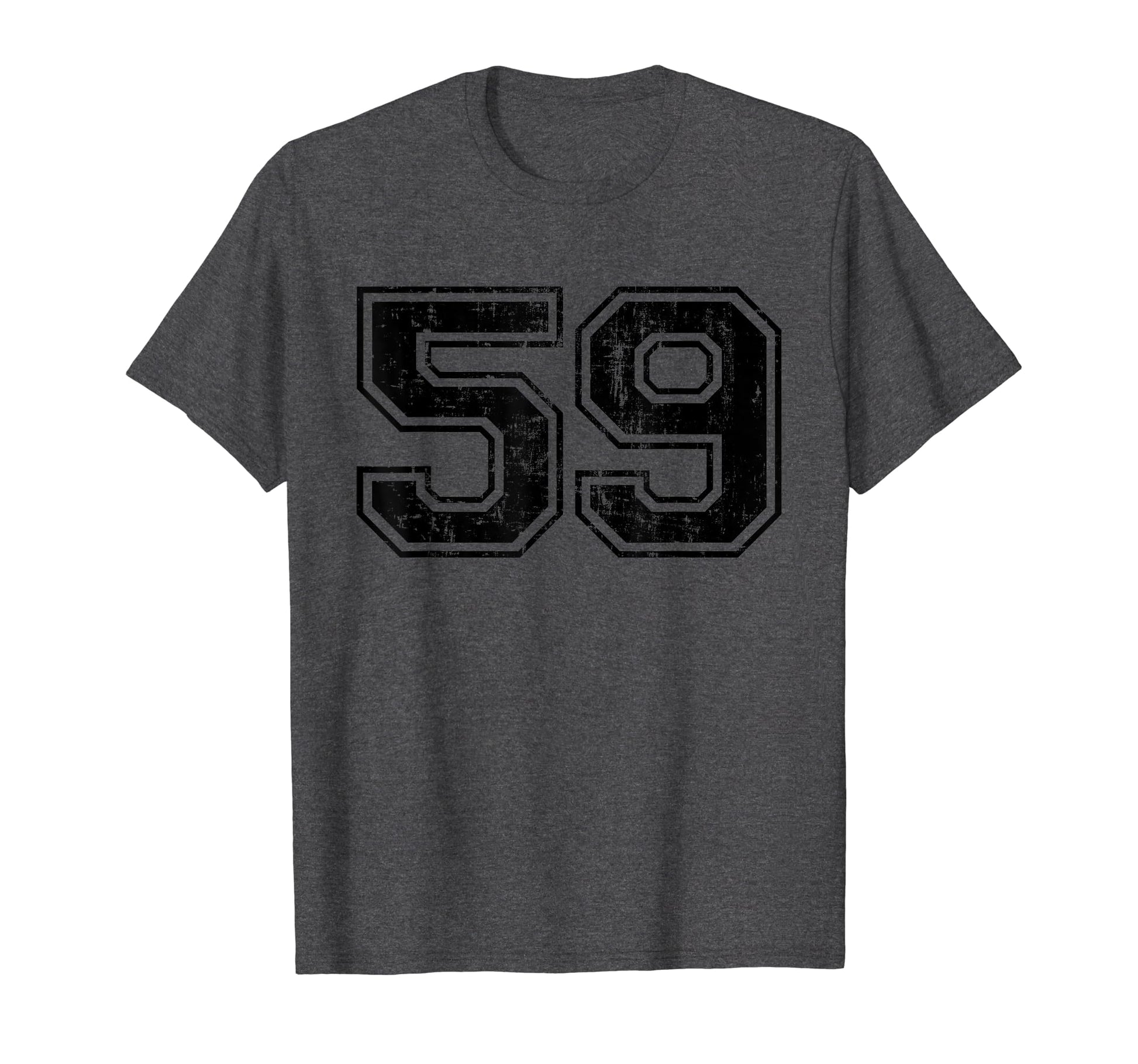 Number 59 Varsity Distressed Sport Team T-Shirt - Custom Art Print Unisex - T-Shirt, Sweatshirt, Hoodie
