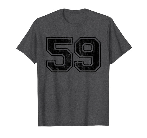 Number 59 Varsity Distressed Sport Team T-Shirt - Custom Art Print Unisex - T-Shirt, Sweatshirt, Hoodie