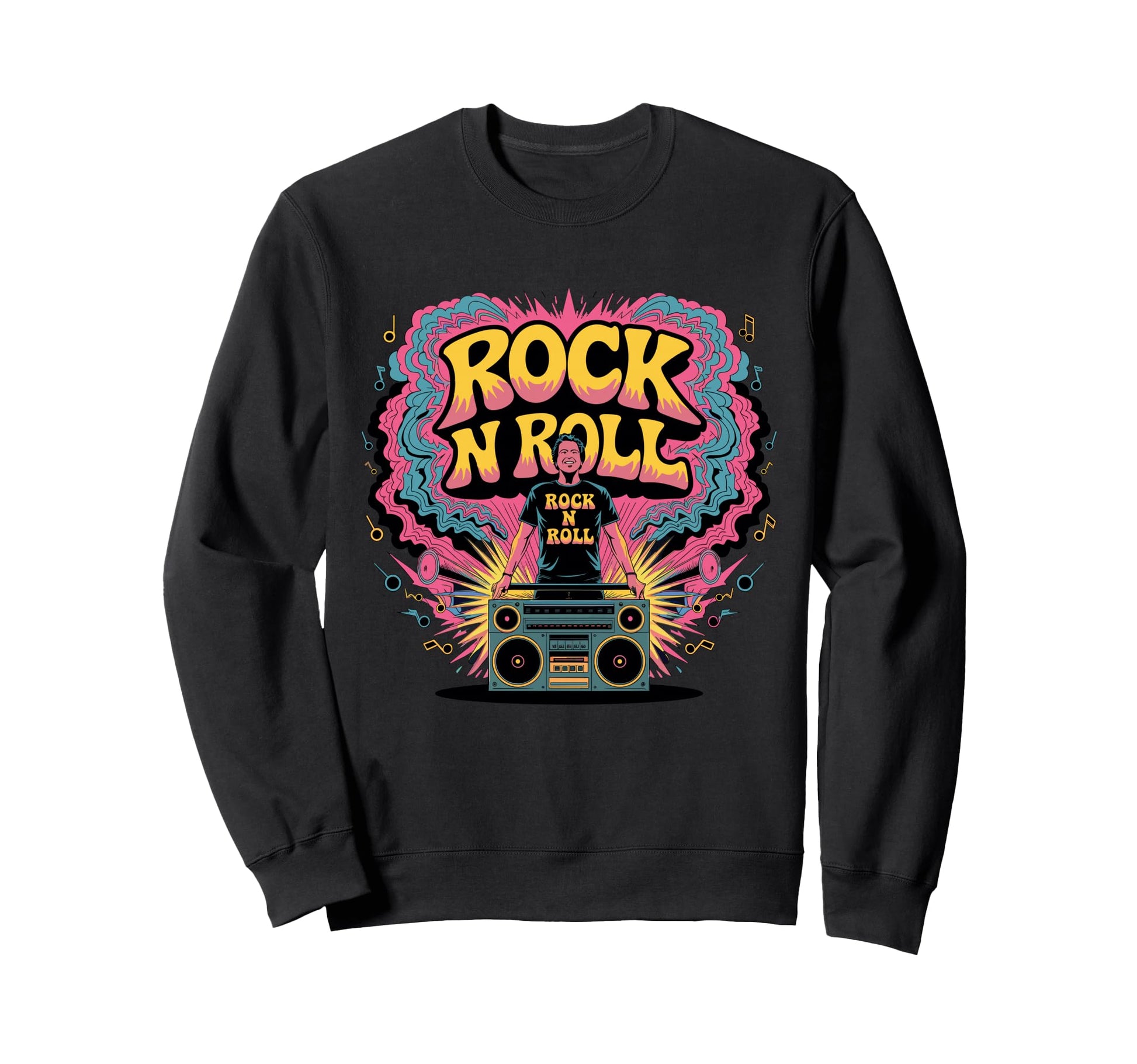 Rock N Roll Boombox Vibes Sweatshirt - Casual Everyday Wear for Adults - T-Shirt, Sweatshirt, Hoodie