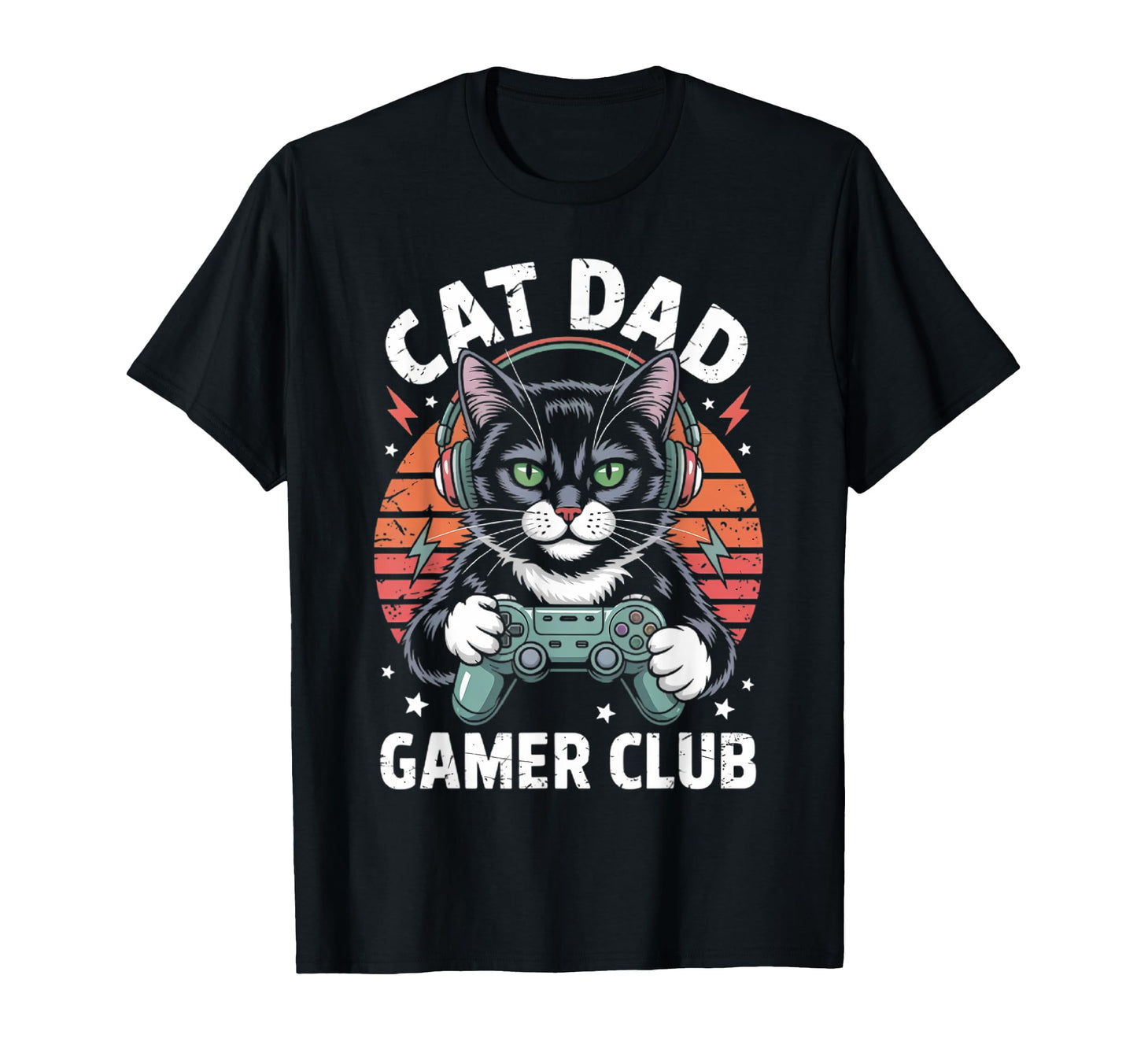 Funny Cat Dad Gamer Club Him Video Game T-Shirt - Minimalist Print Unisex - T-Shirt, Sweatshirt, Hoodie
