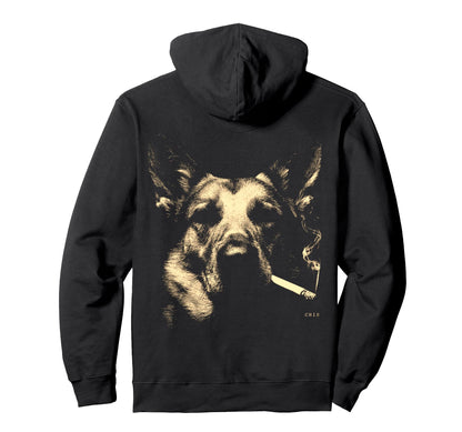 German Shepherd Smoking Cigarette Hoodie - Unique Graphic for Adults - T-Shirt, Sweatshirt, Hoodie