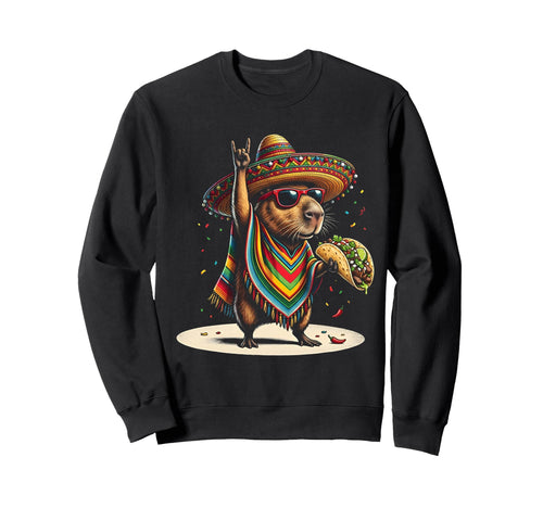 Capybara Carrying Taco Funny Sweatshirt - Custom Art Print for Adults - T-Shirt, Sweatshirt, Hoodie