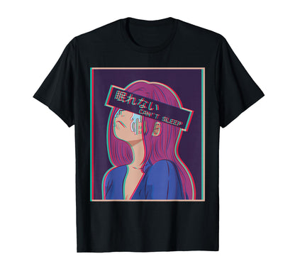 Sad Anime Japanese Vaporwave T-Shirt - Custom Art Print Men Women - T-Shirt, Sweatshirt, Hoodie