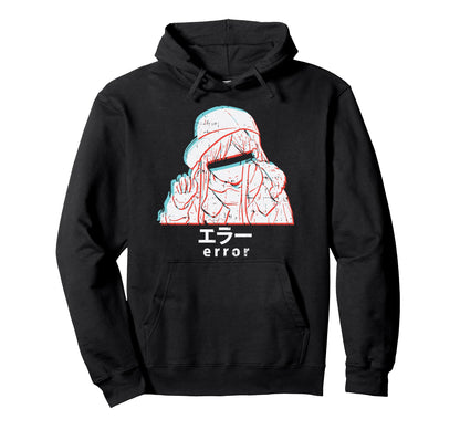 Anime Error Glitch Aesthetic Japanese Hoodie - Graphic Print Men Women - T-Shirt, Sweatshirt, Hoodie