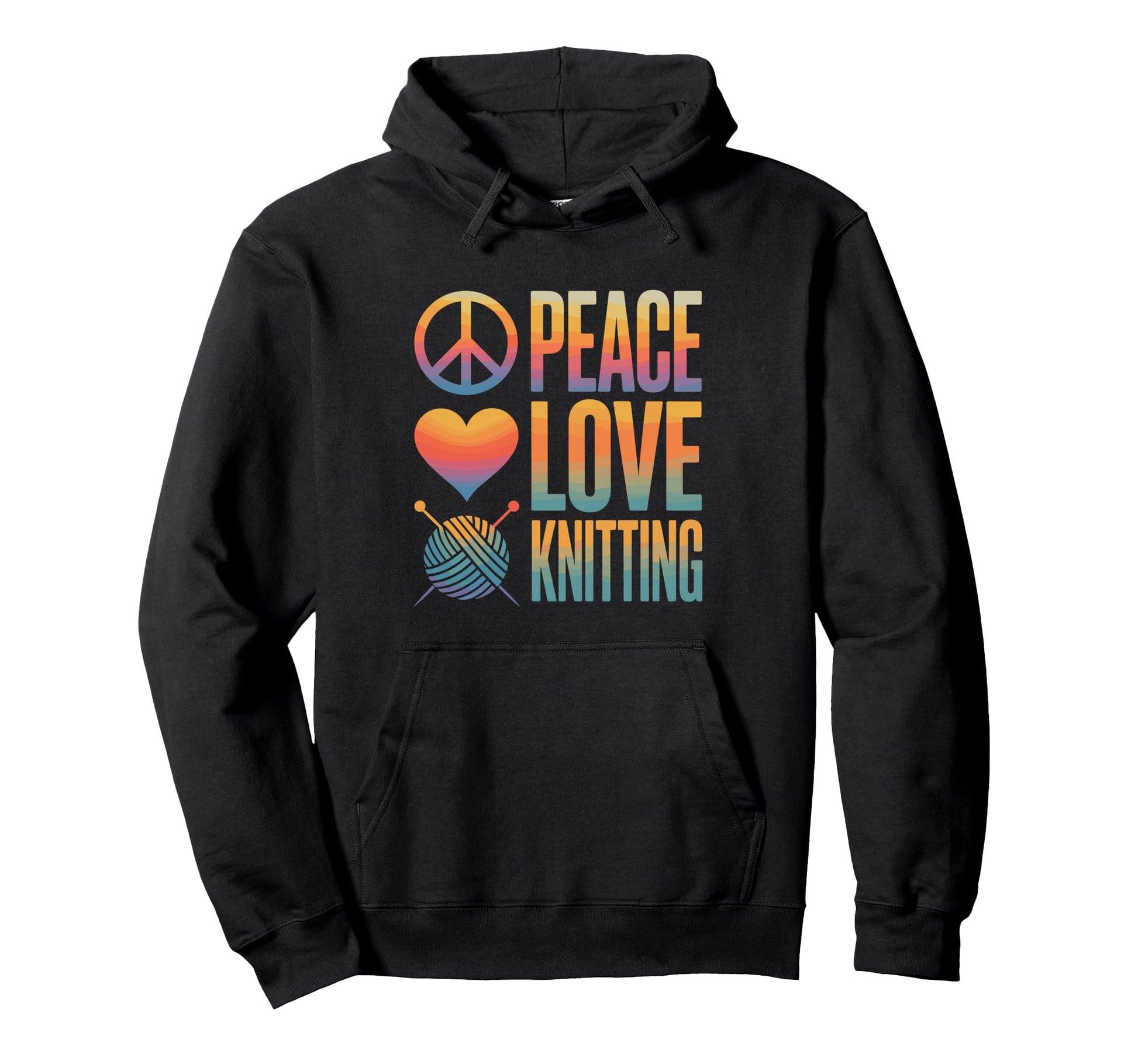 Peace Love Knitting Funny Hoodie - Fun Novelty Design Unisex - T-Shirt, Sweatshirt, Hoodie