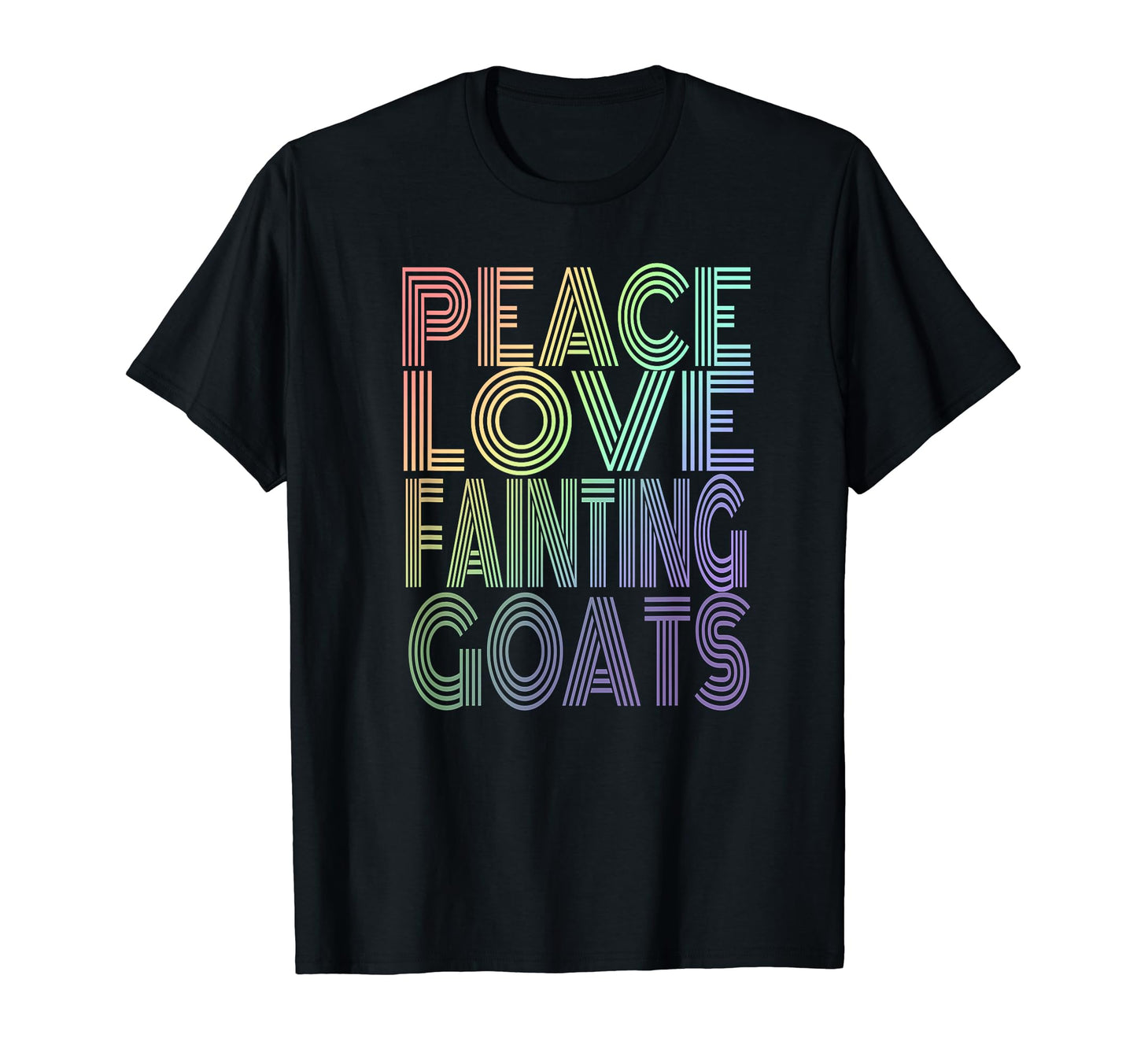 Peace Love Fainting Goat Rainbow Color T-Shirt - Trendy Graphic for Adults - T-Shirt, Sweatshirt, Hoodie