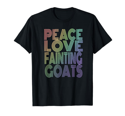 Peace Love Fainting Goat Rainbow Color T-Shirt - Trendy Graphic for Adults - T-Shirt, Sweatshirt, Hoodie