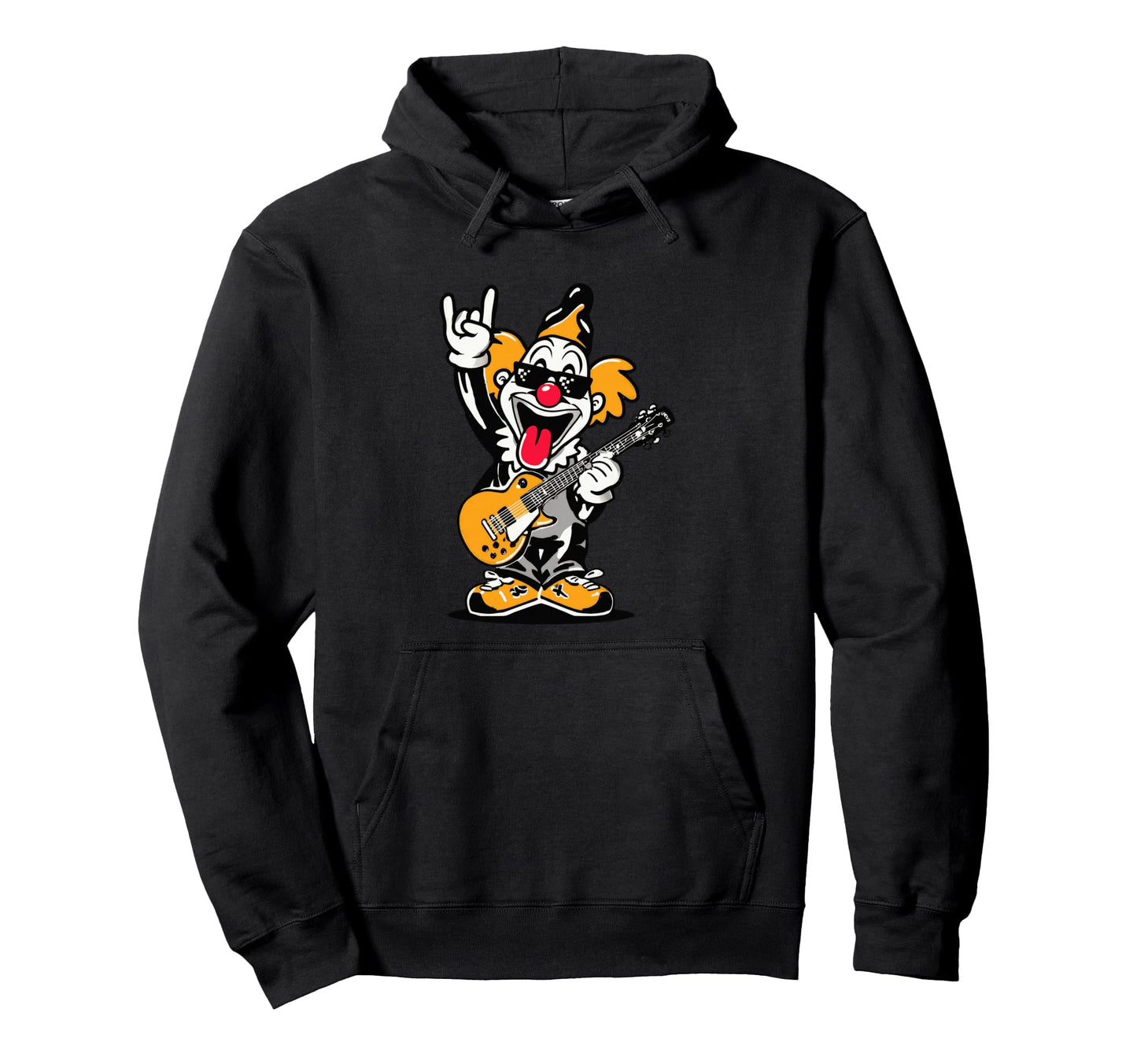Playful Clown Guitarist Rock Music Hoodie - Fun Novelty Design for Adults - T-Shirt, Sweatshirt, Hoodie