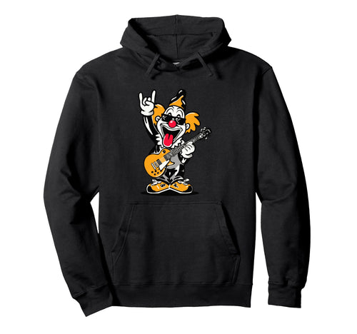 Playful Clown Guitarist Rock Music Hoodie - Fun Novelty Design for Adults - T-Shirt, Sweatshirt, Hoodie