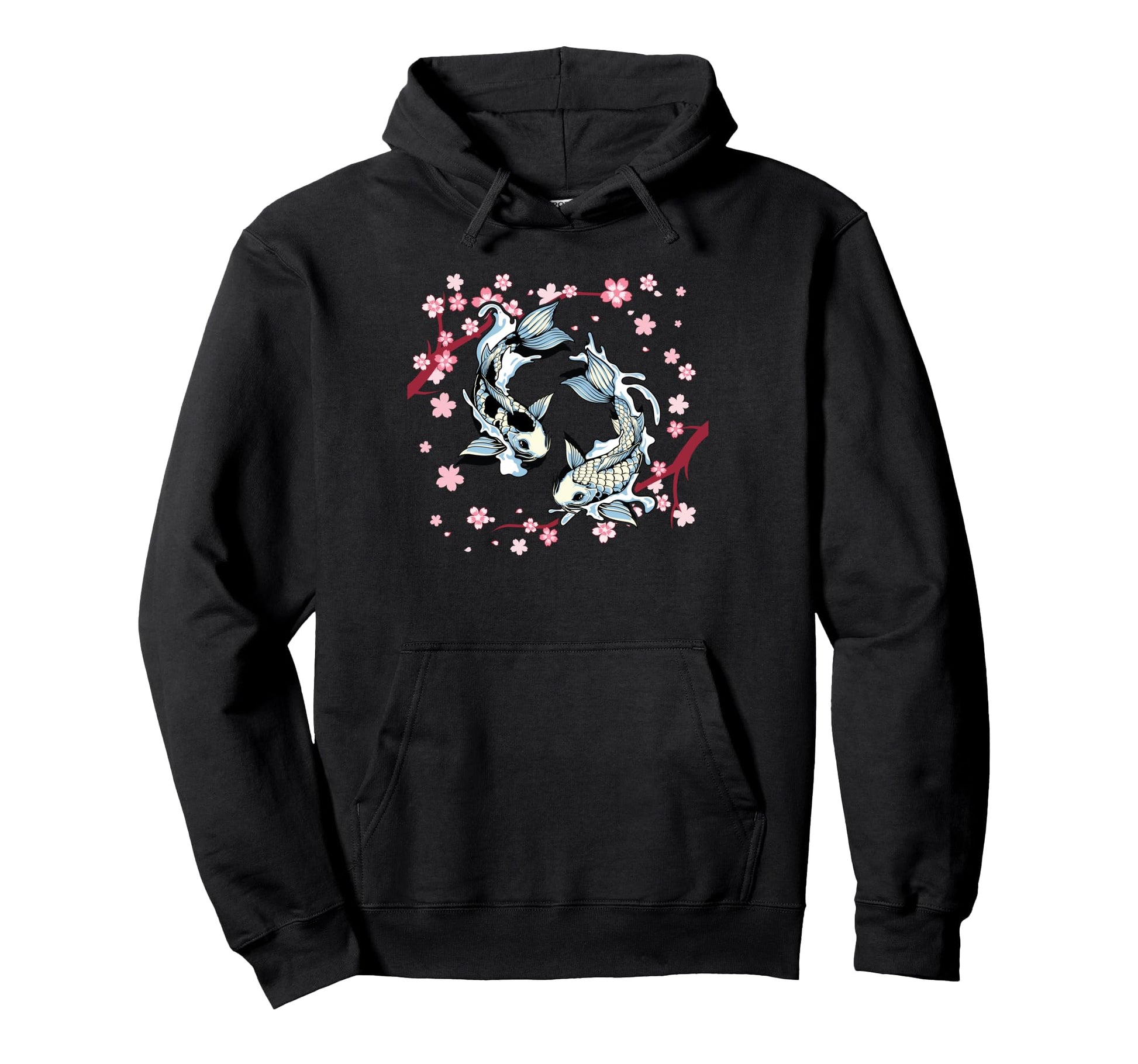 Koi Cherry Blossom Japanese Art Hoodie - Custom Art Print Men Women - T-Shirt, Sweatshirt, Hoodie