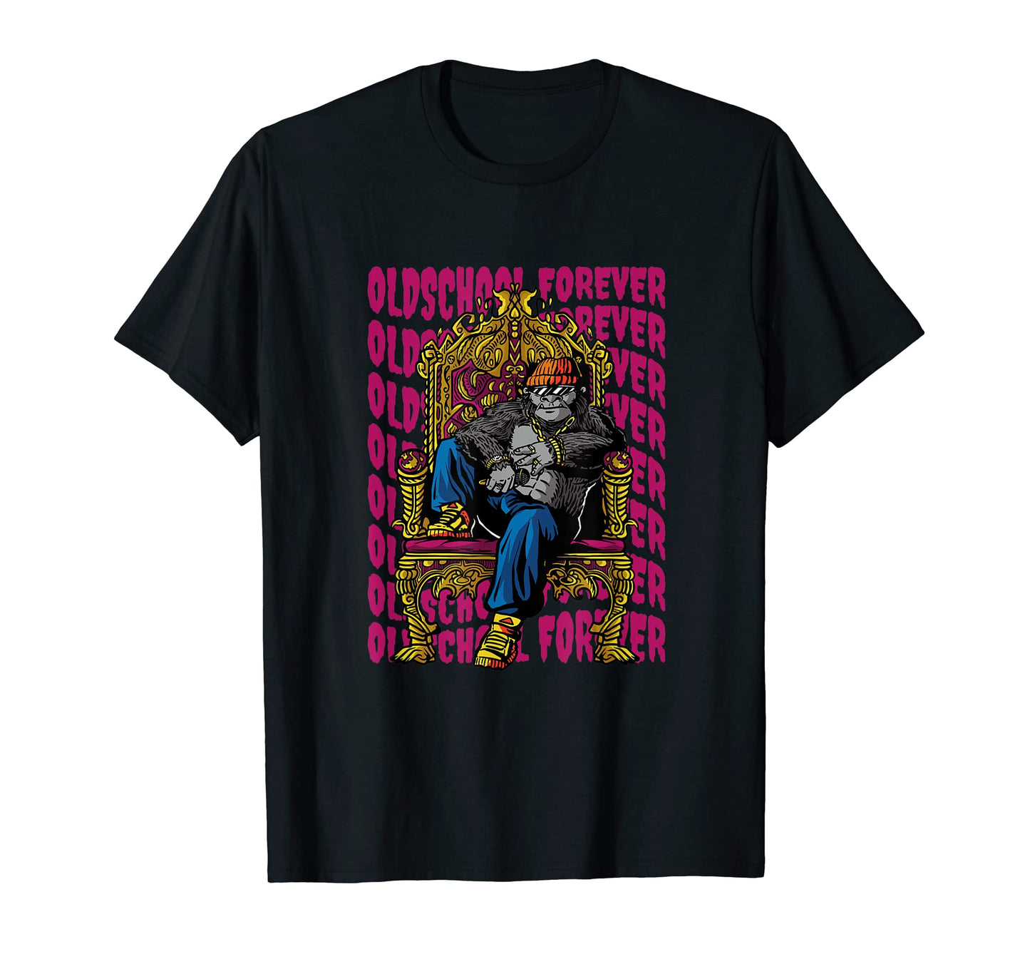 Gorilla Old School Hip Hop Rap Throne T-Shirt - Trendy Graphic Unisex - T-Shirt, Sweatshirt, Hoodie