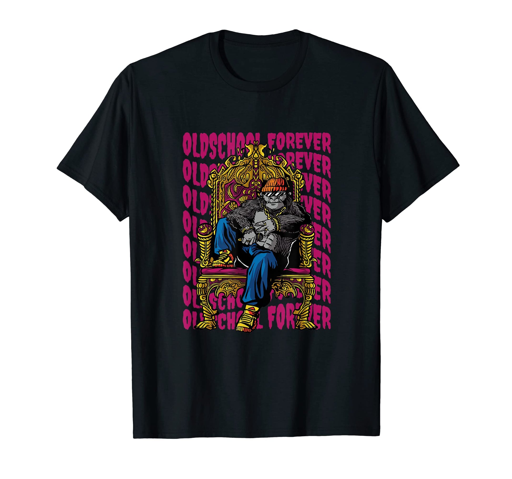 Gorilla Old School Hip Hop Rap Throne T-Shirt - Trendy Graphic Unisex - T-Shirt, Sweatshirt, Hoodie