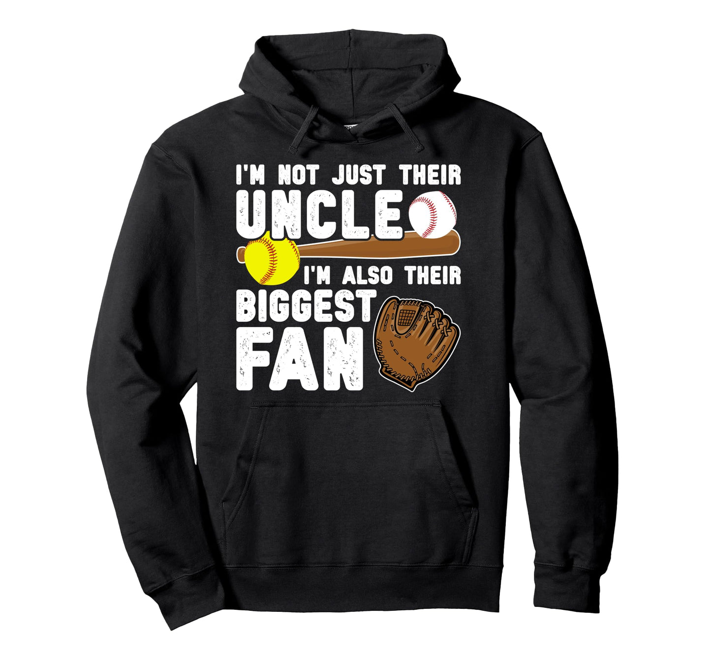 Their Biggest Fan Baseball Softball Uncle Hoodie - Graphic Print Men Women - T-Shirt, Sweatshirt, Hoodie