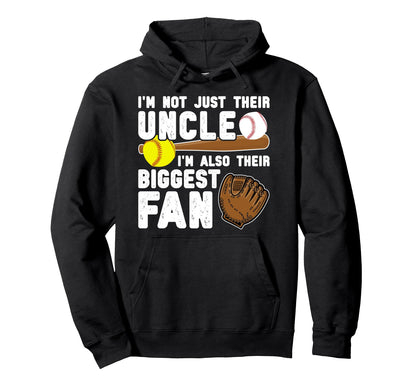 Their Biggest Fan Baseball Softball Uncle Hoodie - Graphic Print Men Women - T-Shirt, Sweatshirt, Hoodie