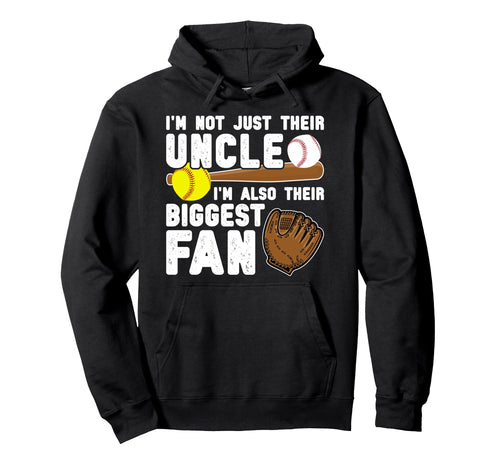 Their Biggest Fan Baseball Softball Uncle Hoodie - Graphic Print Men Women - T-Shirt, Sweatshirt, Hoodie