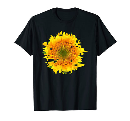 Glitch Art Sunflower Digital T-Shirt - Casual Everyday Wear for Adults - T-Shirt, Sweatshirt, Hoodie