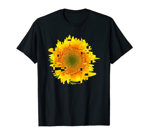 Glitch Art Sunflower Digital T-Shirt - Casual Everyday Wear for Adults - T-Shirt, Sweatshirt, Hoodie