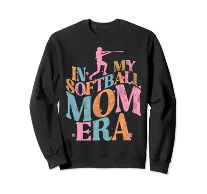 My Softball Mom Era Groovy Softball Sweatshirt - Unique Graphic Unisex - T-Shirt, Sweatshirt, Hoodie