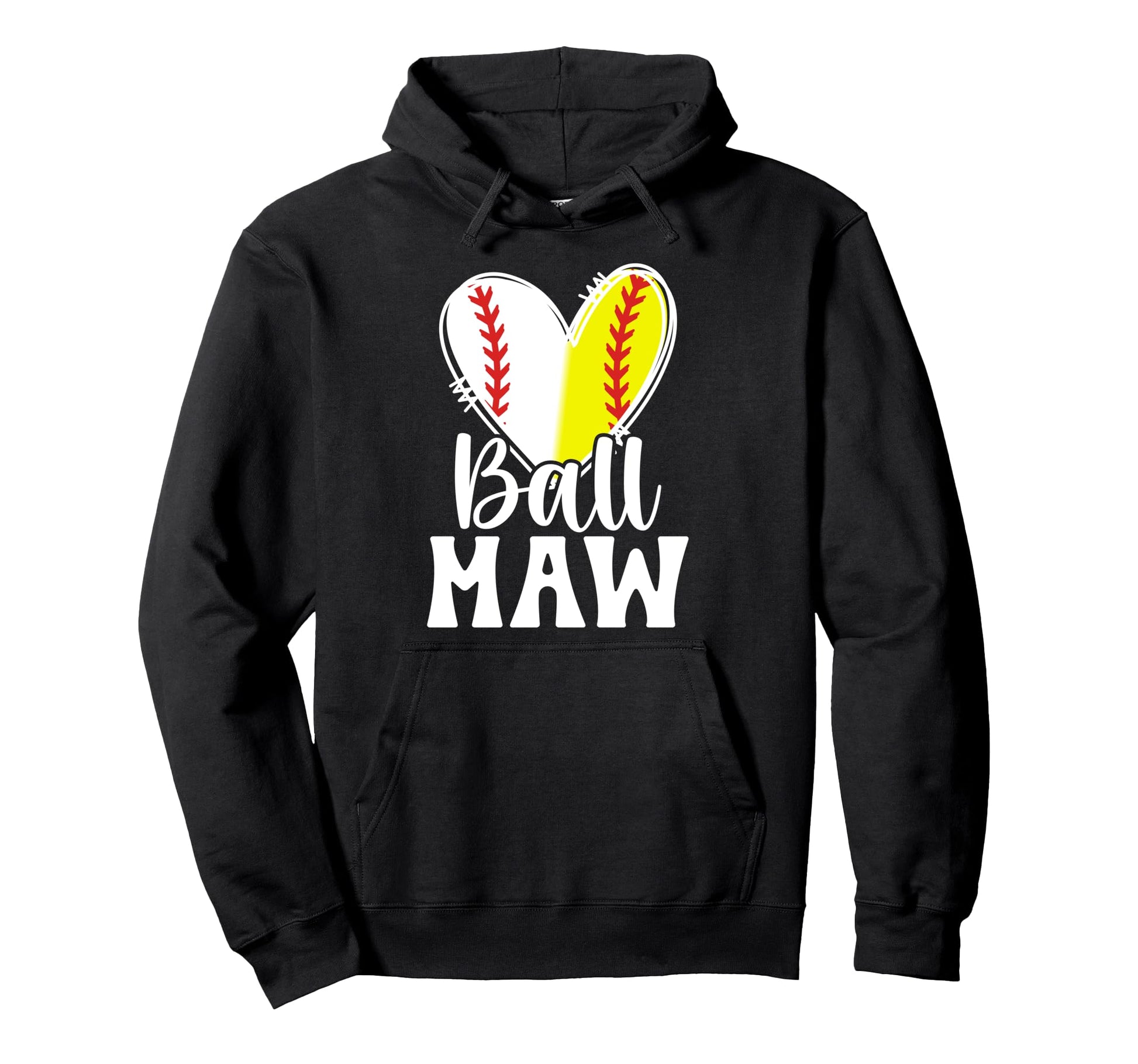 Ball Maw Heart Baseball Softball Maw Hoodie - Streetwear Style Unisex - T-Shirt, Sweatshirt, Hoodie