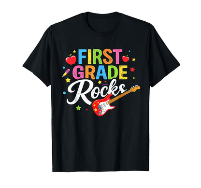 First Grade Rocks Colorful Back To T-Shirt - Aesthetic Graphic Unisex - T-Shirt, Sweatshirt, Hoodie