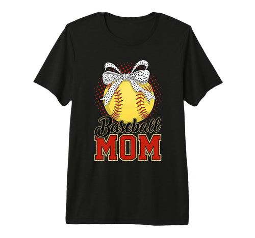 Baseball Mom Play Ball Sports Bow T-Shirt - Aesthetic Graphic Men Women - T-Shirt, Sweatshirt, Hoodie
