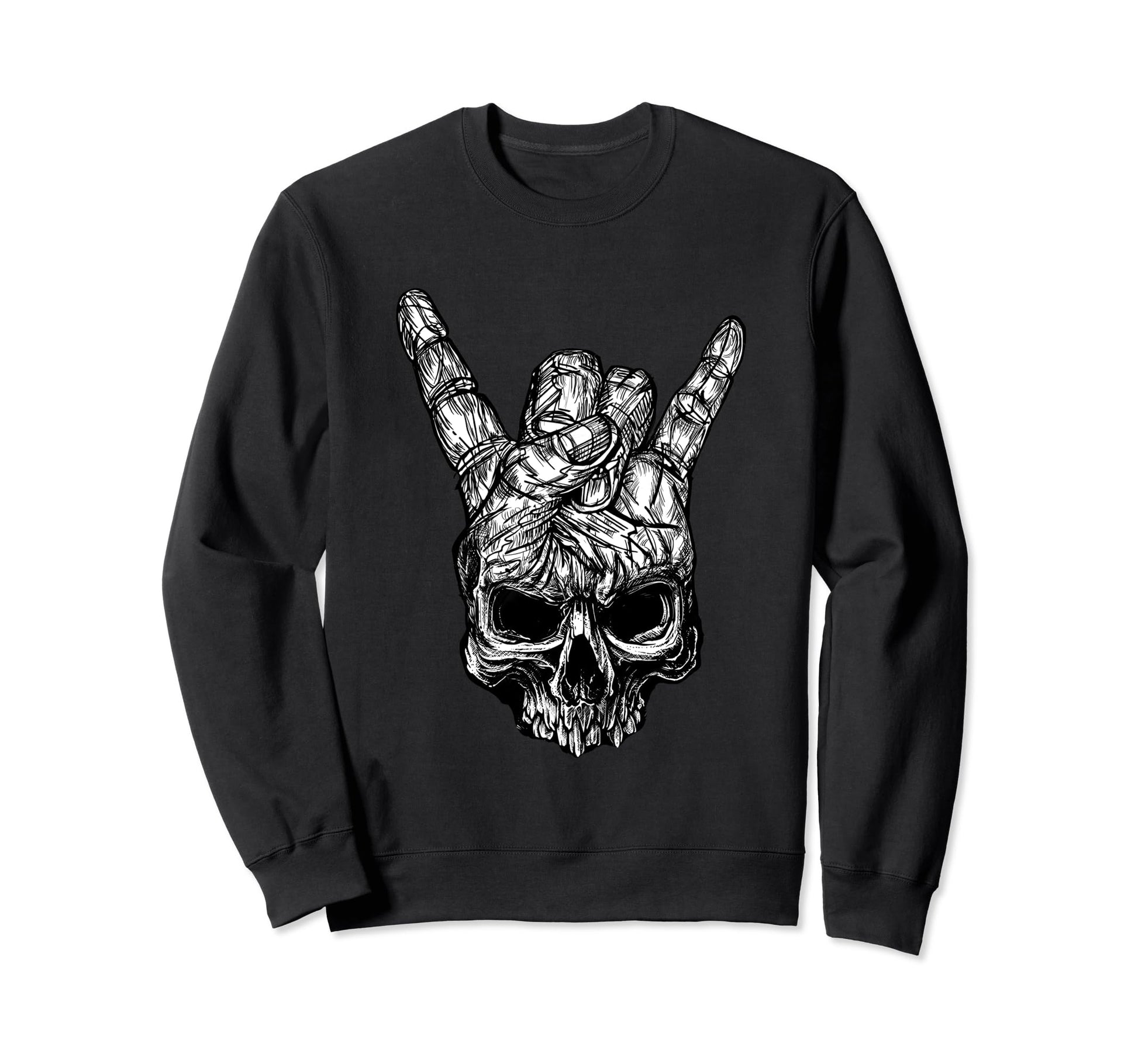 Skull Hand Heavy Rock Music Skull Devil Sweatshirt - Unique Graphic Unisex - T-Shirt, Sweatshirt, Hoodie
